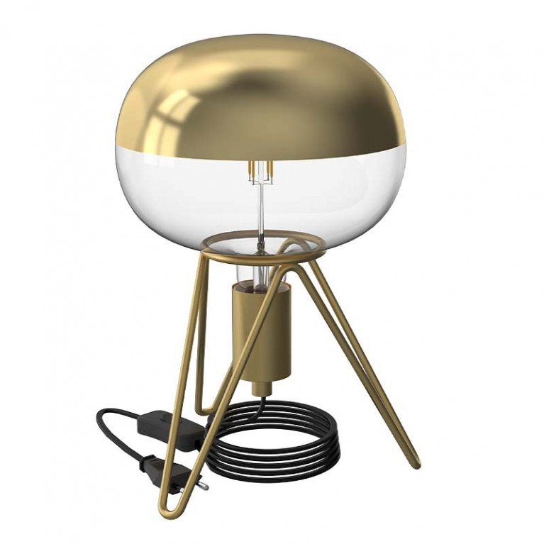Calex Tafellamp Driepoot Goud met snoer en schakelaar E27 Product met lichtbron