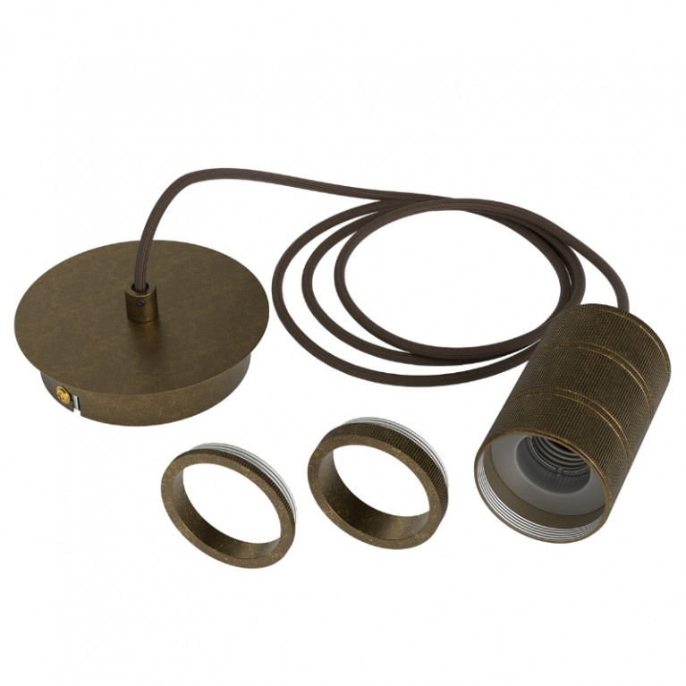 Calex Fitting met snoer en plafondkap Milford Brons E27