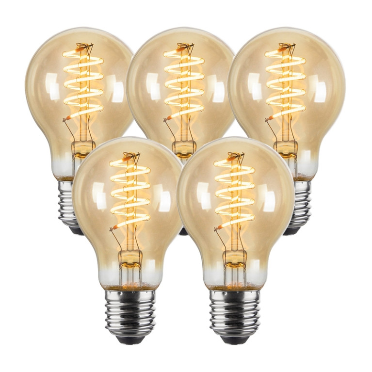 Bundel van 5 Vintlux Filament LED Lamp Karu Pear Gold Dimbaar Ø60mm E27 4W