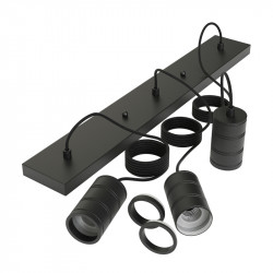 Calex Fitting met snoer en plafondplaat rechthoekig 10x70cm Milford Zwart 3xE27