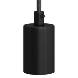 Fitting Metaal Zwart E27 met metalen trekontlaster
