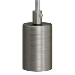 Fitting Geborsteld Titanium E27 met metalen trekontlaster