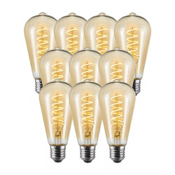Bundel van 10 Vintlux Filament LED Lamp Karu Edison Gold Dimbaar Ø64mm E27 4W