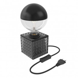 Calex Tafellamp Glas Zwart met snoer en schakelaar E27 Product met lichtbron