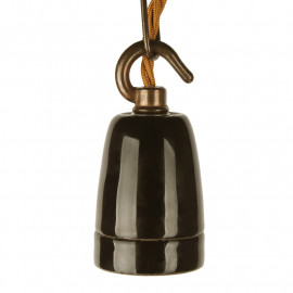 Fitting Keramiek Zwart Hook Brons E27 fitting