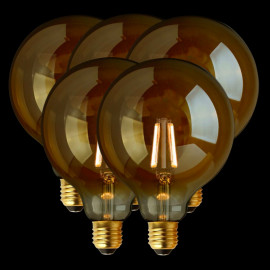 Set van 5 Filament LED Lamp Globe XL Gold Ø125 mm E27 3.5W