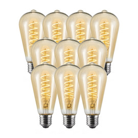 Bundel van 10 Vintlux Filament LED Lamp Karu Edison Gold Dimbaar Ø64mm E27 4W
