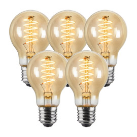 Bundel van 5 Vintlux Filament LED Lamp Karu Pear Gold Dimbaar Ø60mm E27 4W