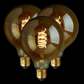 Bundel van 3 LED Kooldraadlampen Globe XL Curl Gold Ø125mm E27 4W