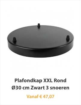 Plafondkap XXL Rond Ø30 cm Zwart 3 snoeren